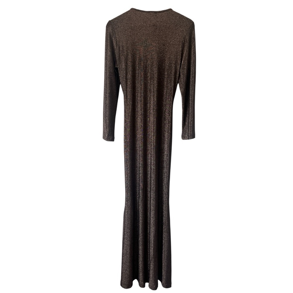 Nekane Alika Bronze Shimmer Maxi Dress Gold Lurex V-Neck Keyhole NWT Medium - Picture 4 of 12